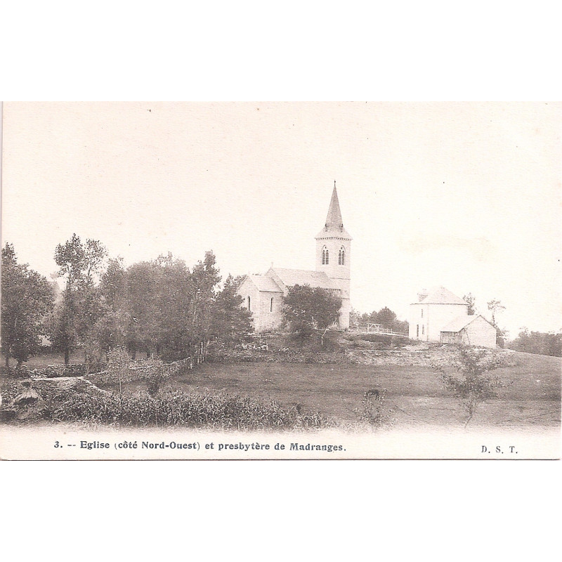 CPA - Eglise et presbytère de Madranges