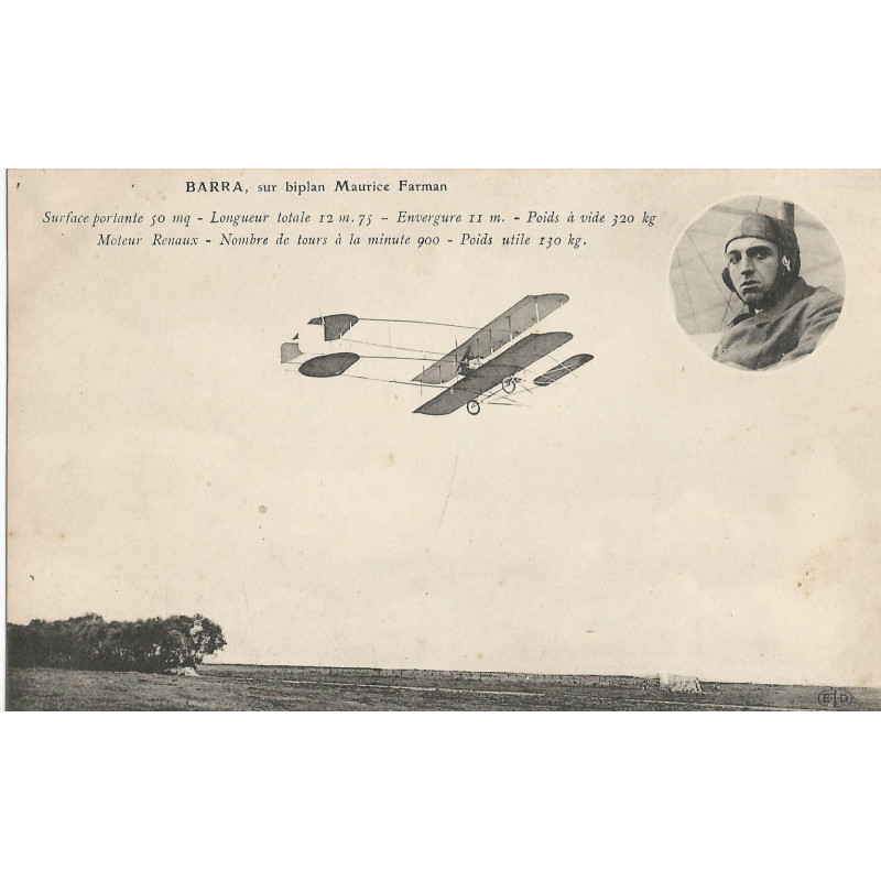 CPA - Barra sur Biplan Maurice Farman